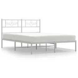 Vidaxl Kovinski posteljni okvir z vzglavjem bel 140x190 cm