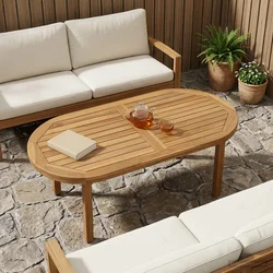 Gornji dio stola Ovalni Čvrsto teak drvo Prirodna