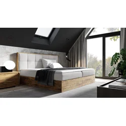 Boxspring postelja Wood 8 - 140x200 cm - hrast lancelot