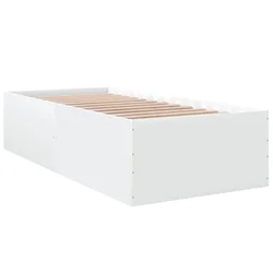 Vidaxl Posteljni okvir bel 90x200 cm inženirski les