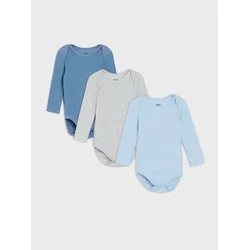 Sinsay - Pamučni bodi od rebrastog pletiva 3 pack - bledoplavo
