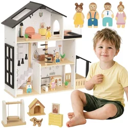 Tooky Toy: Lesenka lesena hiša za punčke