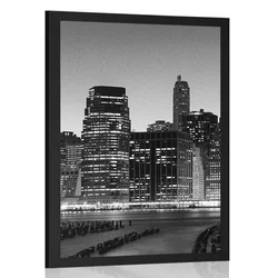 Plakat nočni New York v črnobeli varianti - 20x30 silver