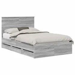 Vidaxl Konstrukcija postelje s predalom Siva Sonoma 120 x 190 cm
