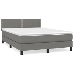 Vidaxl Box spring posteljni z vzmetnico temno siv 140x190 cm blago