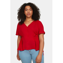 Trendyol Curve Red Woven V-Neck Tie-Up Blouse