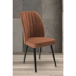 Hanah Home set trpezarijskih stolica Platinum 8 kom, terakota tkanina Jerry, crne metalne noge