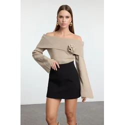 Trendyol Mink Rose Detailed Knitwear Sweater