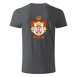 Suvenir Muška majica Grb Srbije, Štampa na zadnjoj strani, Tamnosiva