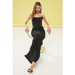 Trendyol Black Waist Cut-Out Detail Elegant Evening Dress with Corset Look