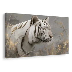Slika beli tiger v travi - 60x40