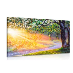 Slika sončni vzhod v gozdu - 40x30
