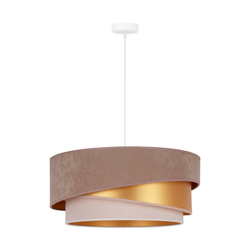 Duolla - Luster na sajli KOBO 1xE27/15W/230V, prečnik 45 cm, bež/zlatna/krem