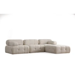 Atelier del Sofa L1 O1 1R Pouffe Doblo Ugaona garnitura, 3 Sedišta, Krem