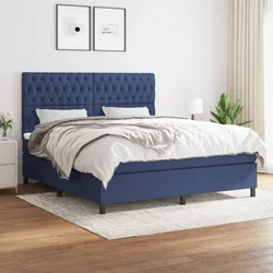 shumee Box spring postelja z vzmetnico modra 180x200 cm blago