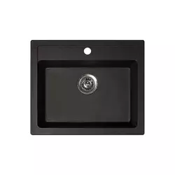 Metalac X Granit Quadro 60 Usadna kvarcna sudopera sa sifonom, Crna, O 90 , 600x500 mm