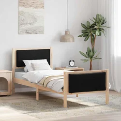 Krevetna konstrukcija s uzglavljem Crna 80 x 200 cm tkanina Smeđa