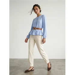 Sinsay - Bluza sa ??ur detaljima sa dodatkom viskoze - bledoplavo