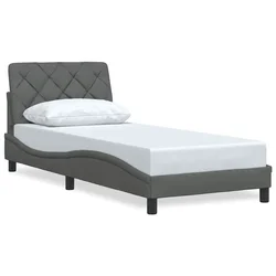 Vidaxl Posteljni okvir brez vzmetnice temno siv 90x200 cm blago