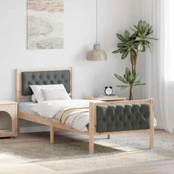 Krevetna konstrukcija Tamno siva 75 x 190 cm Čvrsto borovo drvo