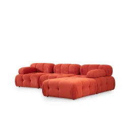 Atelier del Sofa L1 O1 1R Pouffe Doblo Ugaona garnitura, 3 Sedišta, Crvena