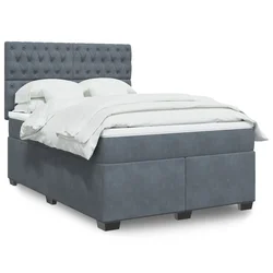 Vidaxl Box spring postelja z vzmetnico temno siva 140x200 cm žamet