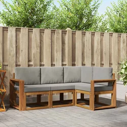 Set vanjskih sofa s jastukom 4 pcs Prirodna i svijetlo siva
