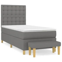 Vidaxl Box spring postelja z vzmetnico temno siva 100x200 cm blago