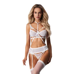 Obsessive Premisis 3-pcs Crotchless Set White L/XL