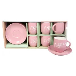 Sigma Set šolja za kafu RXG-N240760D, 180ml, Porcelan, 6 komada, Cof-roze