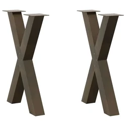 Noge za blagovaonski stol u obliku slova X, 2 kom, prirodni čelik, 50 x (72-73) cm, čelik
