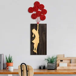 Wallity Zidna dekoracija Banksy - 17-1, 34x99 cm, Crvena