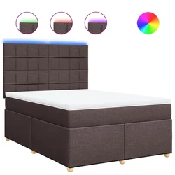 Vidaxl Box spring postelja z vzmetnico temno rjava 140x200 cm blago