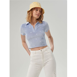 Sinsay - Crop top s vezom - bledoplavo