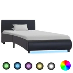 Okvir za krevet od umjetne kože s LED svjetlom crni 90 x 200 cm