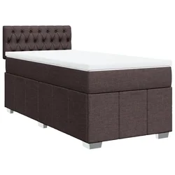 Vidaxl Box spring postelja z vzmetnico temno rjava 100x200 cm blago