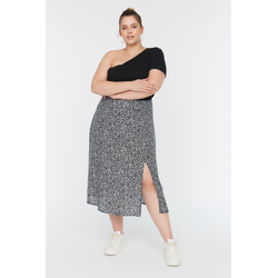 Trendyol Curve Black Slit Woven Viscose Skirt