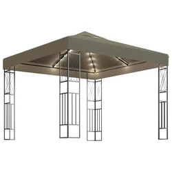 Vidaxl Paviljon z LED lučkami 3x3 m taupe blago