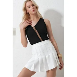 Trend Alacati Stili Ženska bluza bez rukava Alc-X11945, V izrez, Crna