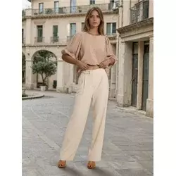 Sinsay - Palazzo pantalone sa pojasom - nude
