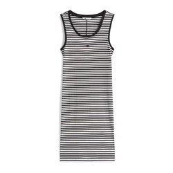 Tommy Jeans Obleka ESSENTIAL črna/bela