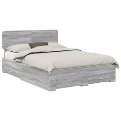 Vidaxl Konstrukcija postelje Siva Sonoma 150 x 200 cm Konstruiran les