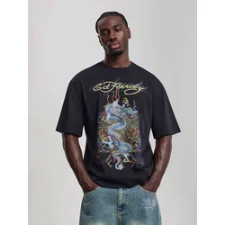 Ed Hardy Majica svetlo modra / rdeča / črna / bela