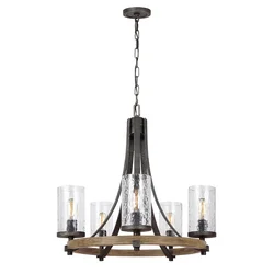 Quintiesse QN-ANGELO5 - Luster na lancu ANGELO 5xE27/60W/230V dekor hrast
