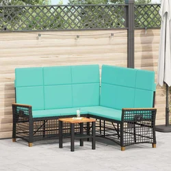 Vrtni set sofe za opuštanje Crna i Tirkizna 164 x 164 x 112 cm
