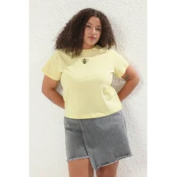 Trendyol Curve Ženska majica Tbbss25Bf00015, Žuta