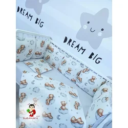 Bubamara037 Set za krevetac sa ogradicom od jastuka, Beli