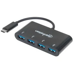 Manhattan USB HUB USB C- 4x USB 3.2, Bus Powered