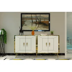 Hanah Home Konzola Arno KB150, 150x75x35 cm, Belo-zlatne boje