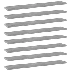 Police za knjige 8 kom siva boja betona 60x10x1,5 cm od iverice